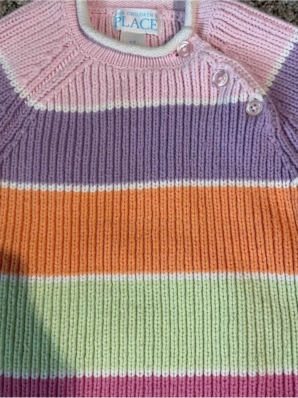 The Children's Place Pastel Striped Ribbed Sweater - Pink/Multicolor